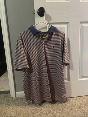 Polo by Ralph Lauren Navy and Pink Striped Polo